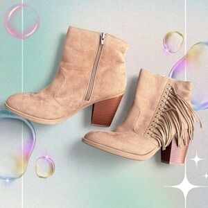 NWOT y2k style y not? western fringe block heel ankle booties, sz 11, WORN ONCE